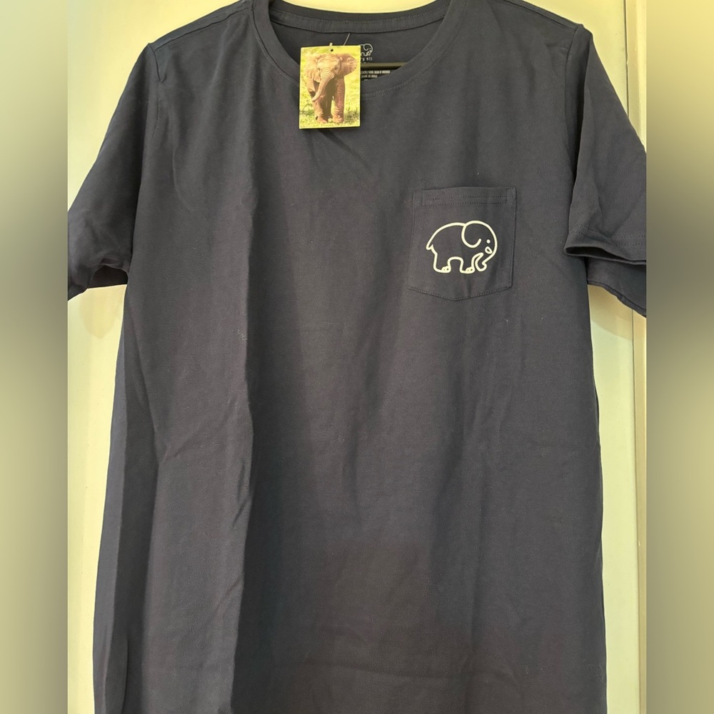Ivory Ella Navy T-Shirt with Blue Elephant Design NWT XL 100% Cotton